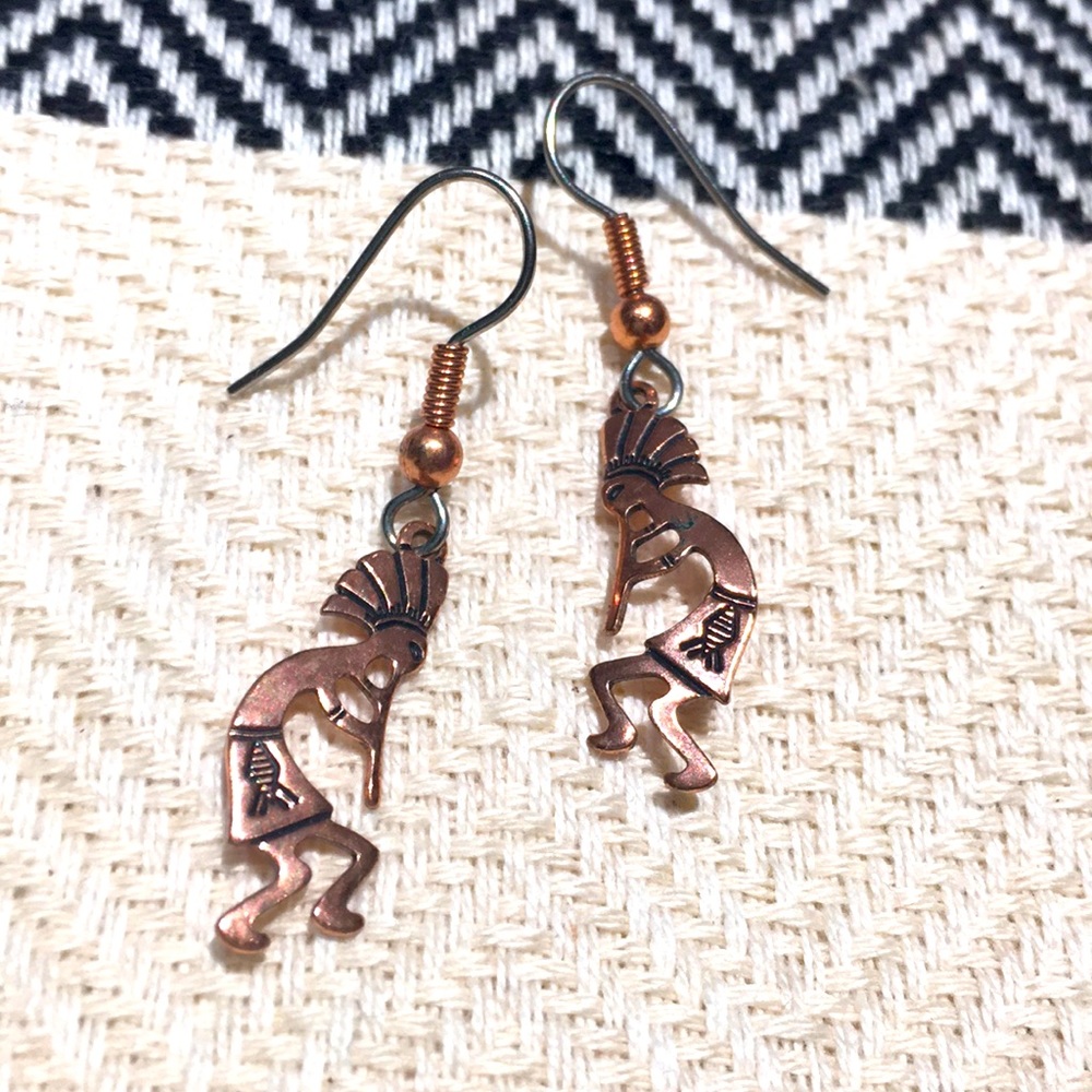 Bronze Kokopelli Earrings